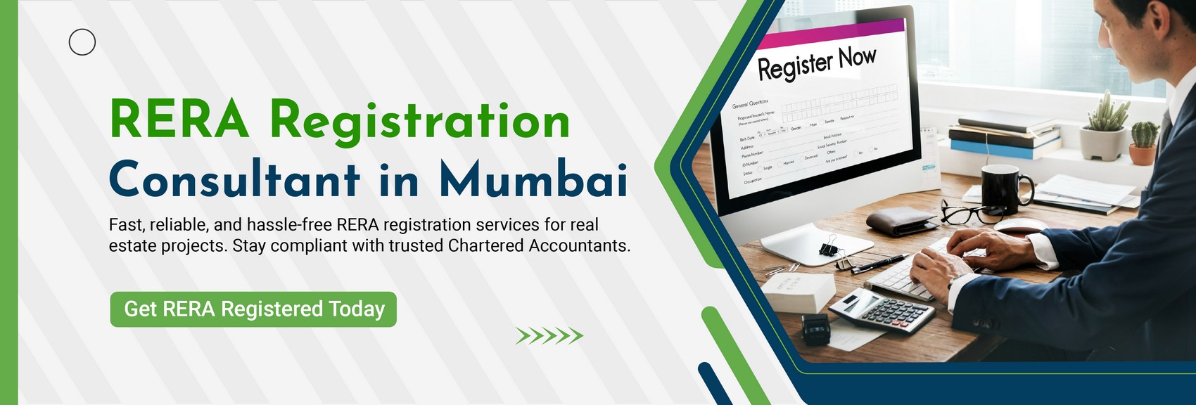 Fast, reliable, and hassle-free RERA registration services for real estate projects. Stay compliant with trusted Chartered Accountants.